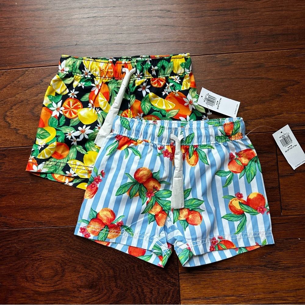 Set of TWO Old Navy Fruit Print Boys swim trunks